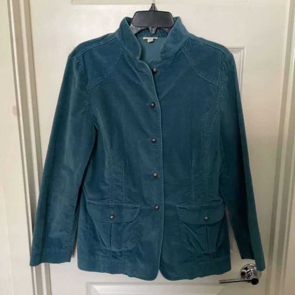 J. Jill Corduroy Military Style Button Front Jacket - Blue - Size 10